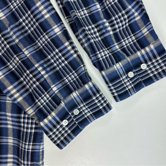 J McLaughlin Shirt Mens XL Trim Fit Blue Plaid Long Sleeve Cotton Button Down - Picture 7 of 8